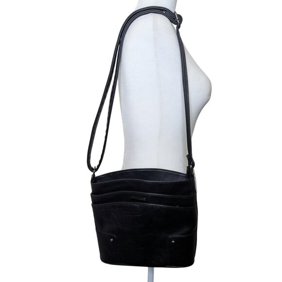 CLUCI black vegan leather shoulder bag purse crossbody - Picture 4 of 11